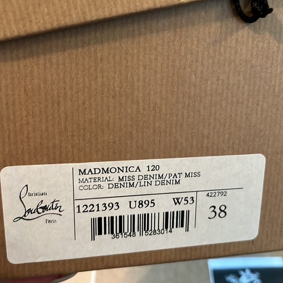 Louboutin denim wedges 38 Madmonica 120 Miss Denim Pat Silver spikes - Picture 12 of 13